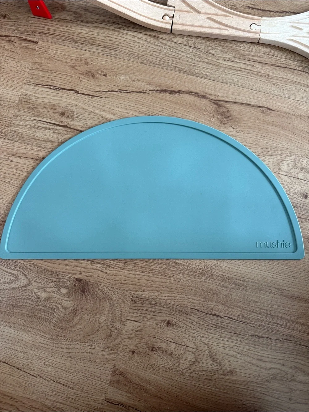 Mushie Teal Semi-Circle Silicone Placemat for Kids